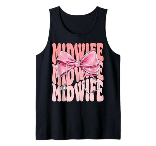 Hebammenwochentag für Frauen, rosa Kokette mit Schleife, Stethoskop Tank Top Hebammenwochentag für Frauen, rosa Kokette mit Schleife, Stethoskop Tank Top von Cute and Funny Groovy Coquette Midwife