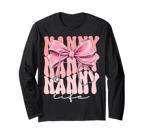 Nanny Life Week Day for Women Pink Coquette Bow Stethoskop Langarmshirt Nanny Life Week Day for Women Pink Coquette Bow Stethoskop Langarmshirt von Cute and Funny Groovy Coquette Nanny Life
