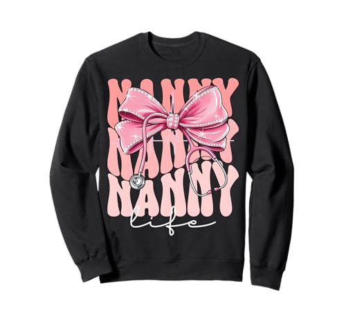 Nanny Life Week Day for Women Pink Coquette Bow Stethoskop Sweatshirt Nanny Life Week Day for Women Pink Coquette Bow Stethoskop Sweatshirt von Cute and Funny Groovy Coquette Nanny Life
