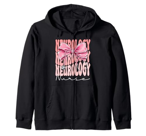 Neurologie Krankenschwester Woche Tag für Frauen Rosa Kokette Schleife Kapuzenjacke von Cute and Funny Groovy Coquette Neurology Nurse