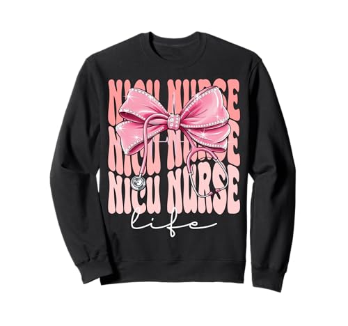 Nicu Krankenschwester Life Week Day für Frauen Rosa Kokette Schleife Sweatshirt Nicu Krankenschwester Life Week Day für Frauen Rosa Kokette Schleife Sweatshirt von Cute and Funny Groovy Coquette Nicu Nurse Life