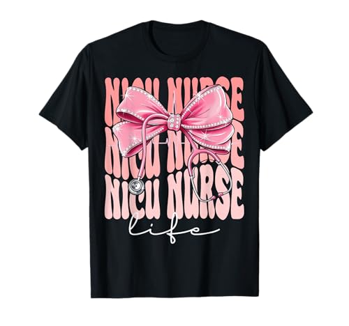 Nicu Krankenschwester Life Week Day für Frauen Rosa Kokette Schleife T-Shirt Nicu Krankenschwester Life Week Day für Frauen Rosa Kokette Schleife T-Shirt von Cute and Funny Groovy Coquette Nicu Nurse Life