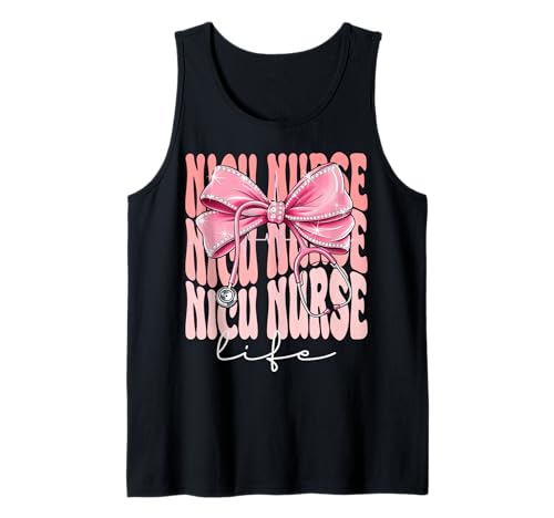 Nicu Krankenschwester Life Week Day für Frauen Rosa Kokette Schleife Tank Top Nicu Krankenschwester Life Week Day für Frauen Rosa Kokette Schleife Tank Top von Cute and Funny Groovy Coquette Nicu Nurse Life