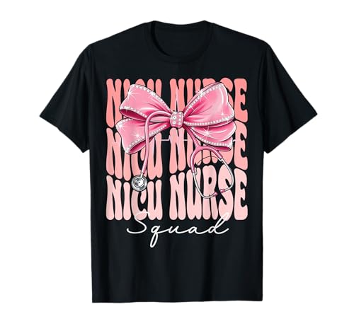 Nicu Nurse Squad Week Day Kokettenschleife für Damen, Rosa T-Shirt Nicu Nurse Squad Week Day Kokettenschleife für Damen, Rosa T-Shirt von Cute and Funny Groovy Coquette Nicu Nurse Squad