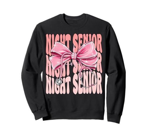 Night Senior Week Day for Women Coquette Bow Stethoskop Sweatshirt Night Senior Week Day for Women Coquette Bow Stethoskop Sweatshirt von Cute and Funny Groovy Coquette Night Senior
