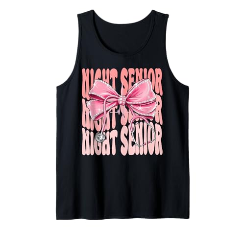 Night Senior Week Day for Women Coquette Bow Stethoskop Tank Top Night Senior Week Day for Women Coquette Bow Stethoskop Tank Top von Cute and Funny Groovy Coquette Night Senior