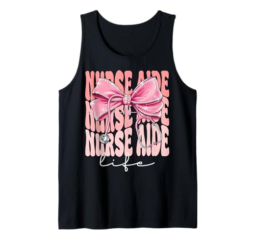 Krankenschwesterhelfer Life Week Day für Frauen Rosa Kokette Schleife Tank Top Krankenschwesterhelfer Life Week Day für Frauen Rosa Kokette Schleife Tank Top von Cute and Funny Groovy Coquette Nurse Aide Life