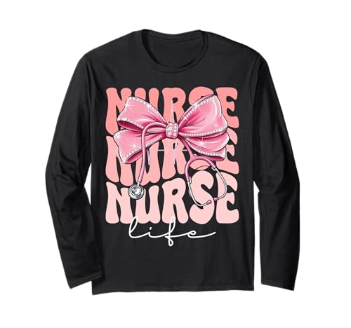 Nurse Life Week Day for Women Pink Coquette Bow Stethoskop Langarmshirt Nurse Life Week Day for Women Pink Coquette Bow Stethoskop Langarmshirt von Cute and Funny Groovy Coquette Nurse Life
