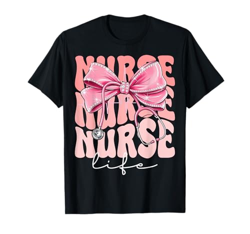 Nurse Life Week Day for Women Pink Coquette Bow Stethoskop T-Shirt Nurse Life Week Day for Women Pink Coquette Bow Stethoskop T-Shirt von Cute and Funny Groovy Coquette Nurse Life