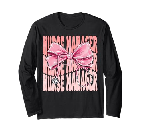 Krankenschwester Manager Wochentag für Frauen Kokette Bogen Stethoskop Langarmshirt Krankenschwester Manager Wochentag für Frauen Kokette Bogen Stethoskop Langarmshirt von Cute and Funny Groovy Coquette Nurse Manager