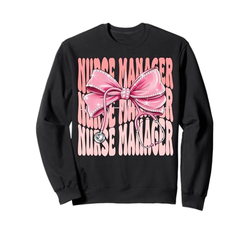 Krankenschwester Manager Wochentag für Frauen Kokette Bogen Stethoskop Sweatshirt Krankenschwester Manager Wochentag für Frauen Kokette Bogen Stethoskop Sweatshirt von Cute and Funny Groovy Coquette Nurse Manager