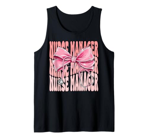 Krankenschwester Manager Wochentag für Frauen Kokette Bogen Stethoskop Tank Top von Cute and Funny Groovy Coquette Nurse Manager