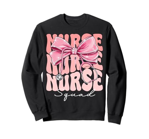 Nurse Squad Week Day for Women Coquette Bow Stethoskop Sweatshirt von Cute and Funny Groovy Coquette Nurse Squad