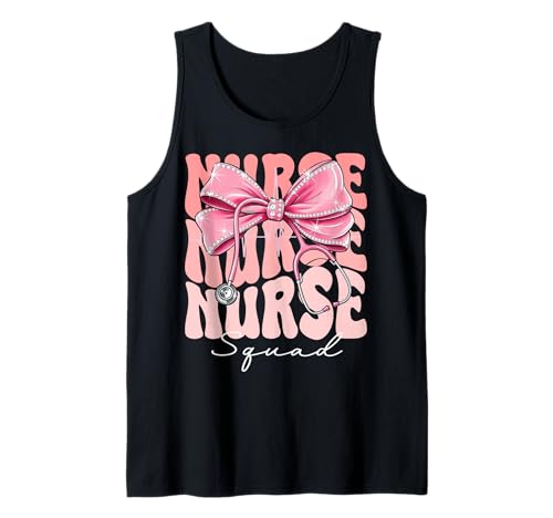 Nurse Squad Week Day for Women Coquette Bow Stethoskop Tank Top von Cute and Funny Groovy Coquette Nurse Squad