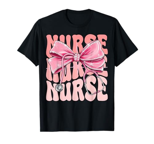 Krankenschwesterwoche für Frauen, rosa Kokette mit Schleife, Stethoskop T-Shirt Krankenschwesterwoche für Frauen, rosa Kokette mit Schleife, Stethoskop T-Shirt von Cute and Funny Groovy Coquette Nurse