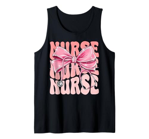 Krankenschwesterwoche für Frauen, rosa Kokette mit Schleife, Stethoskop Tank Top Krankenschwesterwoche für Frauen, rosa Kokette mit Schleife, Stethoskop Tank Top von Cute and Funny Groovy Coquette Nurse