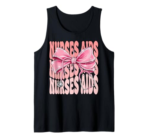 Nurses Aids Week Day for Women Coquette Bow Stethoskop Tank Top Nurses Aids Week Day for Women Coquette Bow Stethoskop Tank Top von Cute and Funny Groovy Coquette Nurses Aids