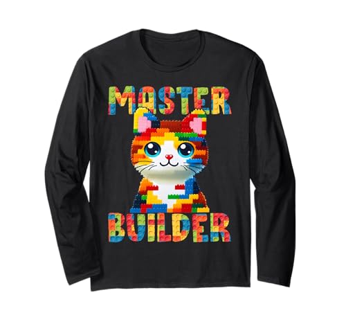 Master Builder Block Building Toy Kids Girls Cat Lover Langarmshirt von Cute cat Graphic Block Brick Gifts