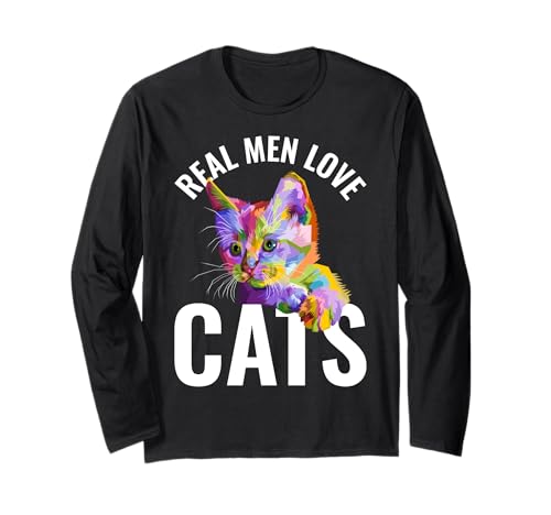 Echte Männer lieben Katzen Langarmshirt von Cute colorful cat with text design