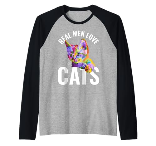 Echte Männer lieben Katzen Raglan Echte Männer lieben Katzen Raglan von Cute colorful cat with text design