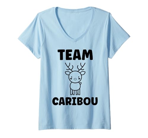 Damen Cute Funny caribous Animals Little Simple Team Caribou T-Shirt mit V-Ausschnitt von Cute simple Caribou Animals Funny
