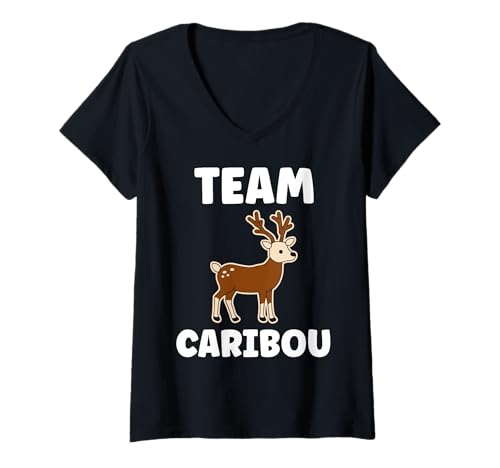 Damen Cute Funny caribous Animals Little Simple Team Caribou T-Shirt mit V-Ausschnitt von Cute simple Caribou Animals Funny