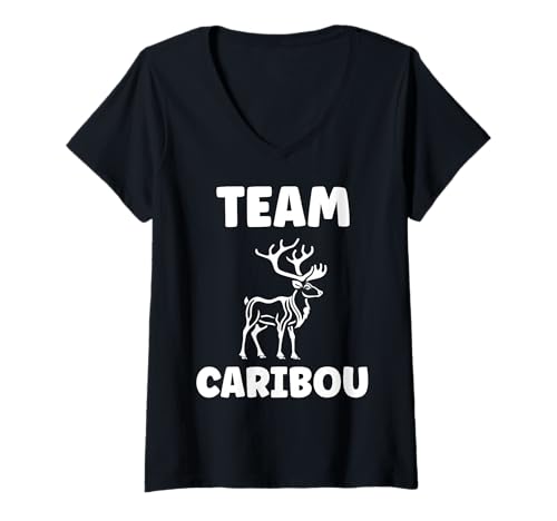 Damen Cute Funny caribous Animals Little Simple Team Caribou T-Shirt mit V-Ausschnitt von Cute simple Caribou Animals Funny
