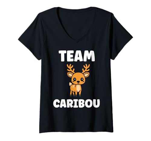 Damen Cute Funny caribous Animals Little Simple Team Caribou T-Shirt mit V-Ausschnitt von Cute simple Caribou Animals Funny
