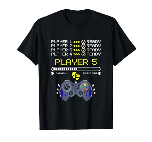 Spieler 1,2,3,4 Ready Player 5 Loading New Baby Funny Gaming T-Shirt von Cute & Funny Designs for Family of Gamers