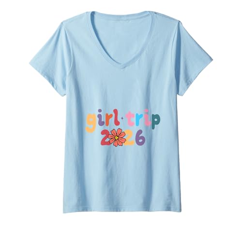 Damen Girl Trip 2026 Planung Urlaub Feier Spaß T-Shirt mit V-Ausschnitt Damen Girl Trip 2026 Planung Urlaub Feier Spaß T-Shirt mit V-Ausschnitt von Cute & Funny Girls Trip Group Vacation Clothing