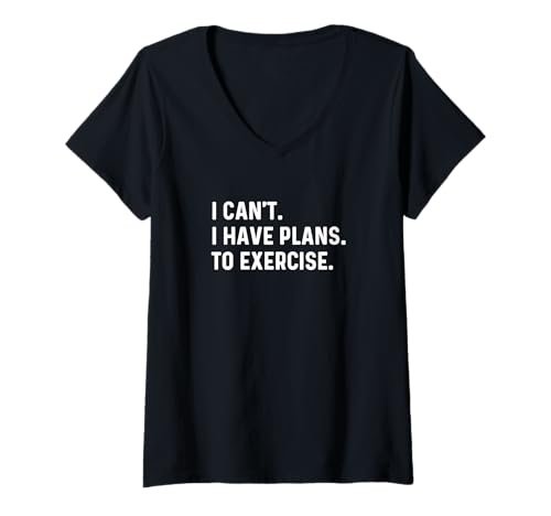 Damen Ich kann Nicht planen, Sport zu Treiben, Fitnessstudio, Training, Gewichte T-Shirt mit V-Ausschnitt von Cute & Funny Hobby Apparel for Men Women by Jess