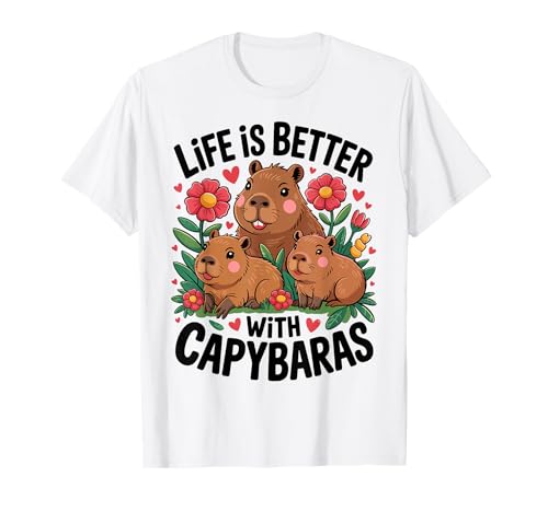 life is better with Capybaras Mädchen Damen Capybara T-Shirt life is better with Capybaras Mädchen Damen Capybara T-Shirt von Cute und Niedliche Capybara Damen Frauen