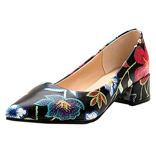 CuteFlats Damen Blockabsatz Dress Pumps (Schwarz, 44 EU) von CuteFlats