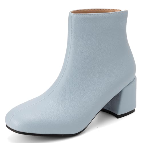 CuteFlats Damen Blockabsatz Kurzschaft Stiefel (Hellblau, 38 EU) von CuteFlats
