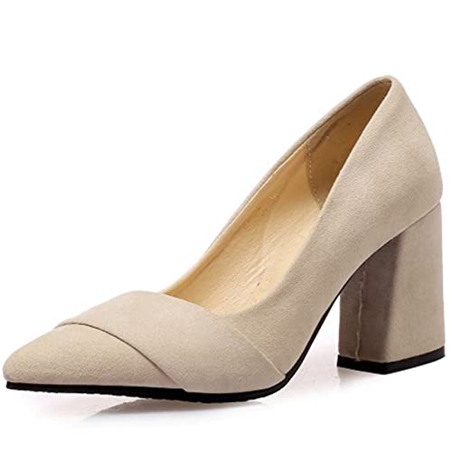CuteFlats Damen Business Pumps mit Blockabsatz (Beige, 40 EU) von CuteFlats