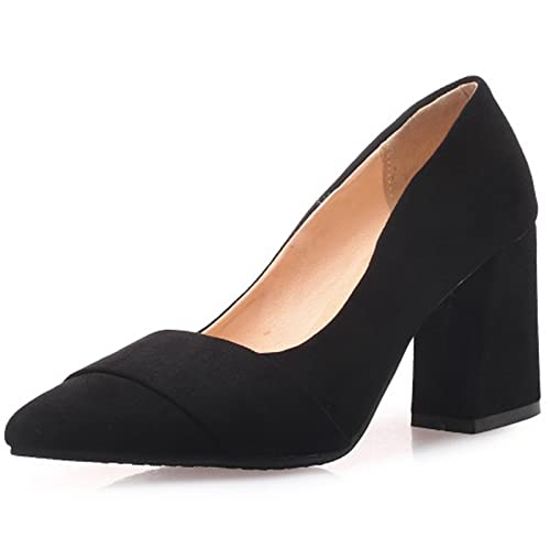 CuteFlats Damen Business Pumps mit Blockabsatz (Schwarz, 40 EU) von CuteFlats