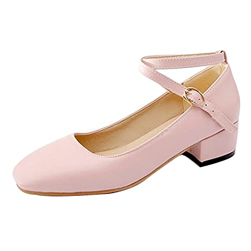 CuteFlats Damen Dress Blockabsatz Pumps Datierung Schuhe (Rosa, 37 EU) von CuteFlats