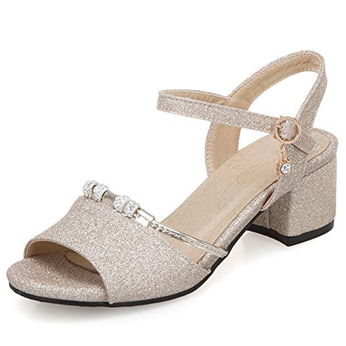 CuteFlats Damen Fashion Blockabsatz Sommer Sandalen (Gold, 39 EU) von CuteFlats