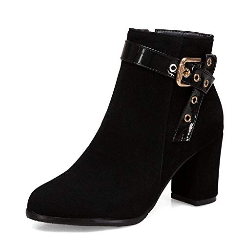 CuteFlats Damen Fashion Kurzschaft Stiefel Freizeit Stiefeletten (Schwarz, 37 EU) von CuteFlats