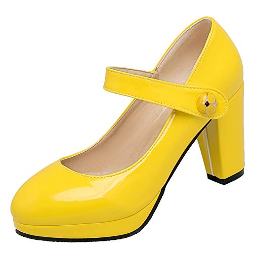 CuteFlats Damen High Heel Pump Schuhe mit Plateau Absatz (Gelb, 39) von CuteFlats