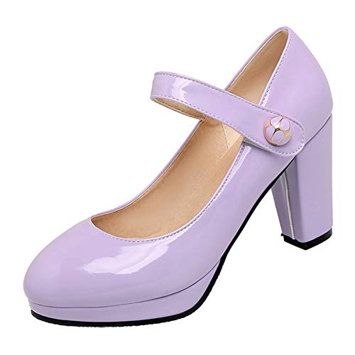 CuteFlats Damen High Heel Pump Schuhe mit Plateau Absatz (Violett, 39) von CuteFlats