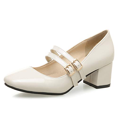 CuteFlats Damen Klassischer Pumps Mary Jane Schuhe (Beige, 43 EU) von CuteFlats