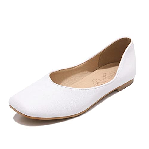 CuteFlats Damen Komfort Flache Ballerinas mit eckiger Zehenpartie (Weiß, 43) von CuteFlats