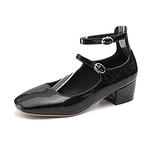 CuteFlats Damen Komfort-Pumps mit Blockabsatz und Runder Spitze (Schwarz, 45 EU) von CuteFlats