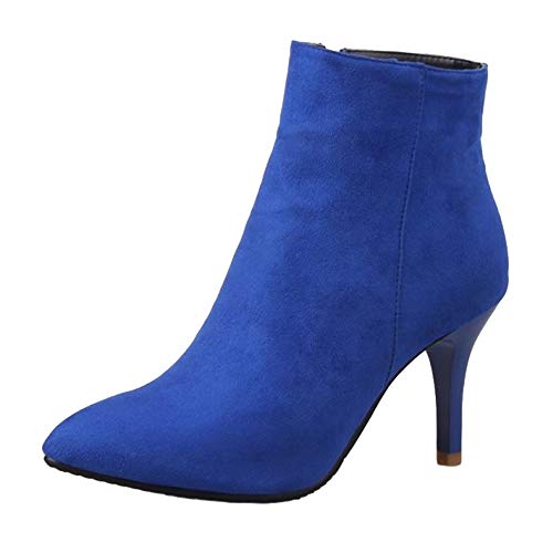 CuteFlats Damen Kurzschaft Stiefel mit Stiletto Absatz (Blau, 42 EU) von CuteFlats
