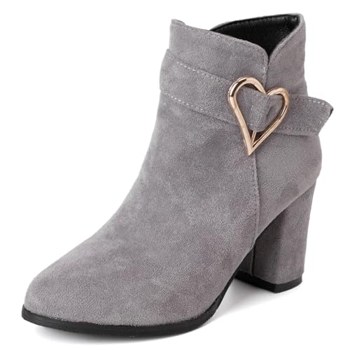 CuteFlats Damen Lässige Stiefeletten mit Absätzen für die Arbeit/den Gebrauch (Grau, 35 EU) von CuteFlats