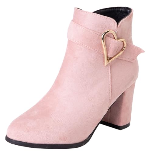 CuteFlats Damen Lässige Stiefeletten mit Absätzen für die Arbeit/den Gebrauch (Hellrosa, 40 EU) von CuteFlats