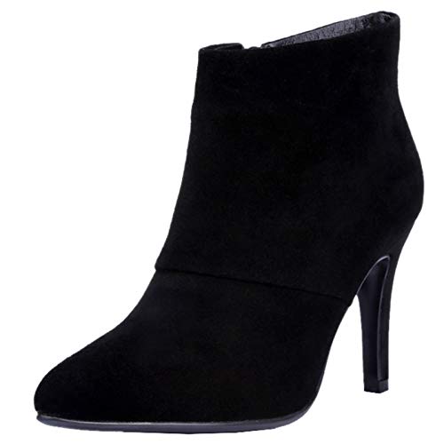 CuteFlats Damen Stiefeletten mit Dünnem Absatz und Spitzem Zeh (Schwarz, 35) von CuteFlats