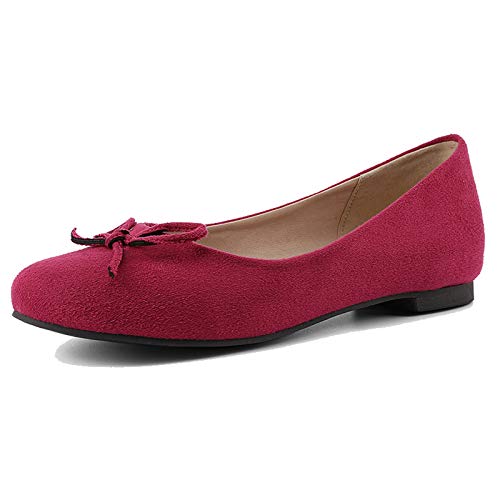CuteFlats Flache Damenschuhe mit Schleifen und Runder Spitze (Matt Rot, 42) von CuteFlats