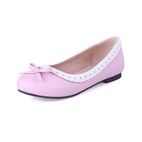 CuteFlats Flache Damenschuhe mit Schleifen und Runder Spitze (Rosa, 47) von CuteFlats